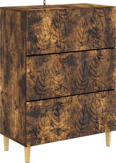 vidaXL Skuffeskap Røkt Eik 66 x 34,5 x 90 cm Konstruert tre