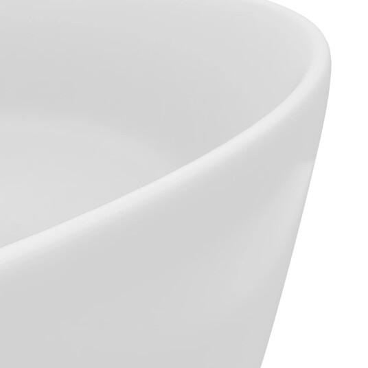 vidaXL Luksuriøs servant rund matt hvit 40x15 cm keramisk