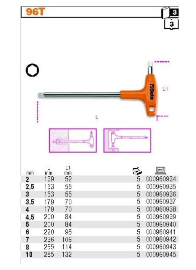 Beta Angular Allen / Akselnøkkel Med Håndtak 6Mm Beta Angular Allen / Akselnøkkel Med Håndtak 6Mm