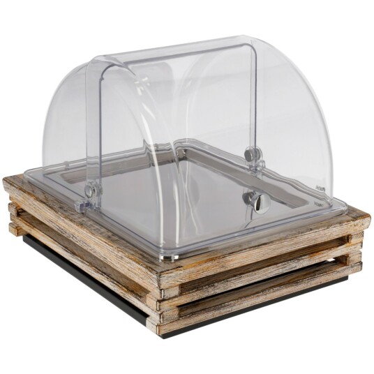 VEGA Kjøledisplay Natchez rustfritt stål GN 1/2; Størrelse GN 1/2 37x31x27.7 cm (LxBxH); Vintagehvit/Transparent/Stålgrå; Rektangulær