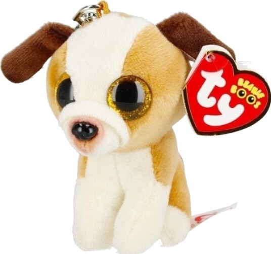 Ty Boos Hugo Plysjnøkkelring Brun/Hvit Klips Hund 8,5 Cm 35258