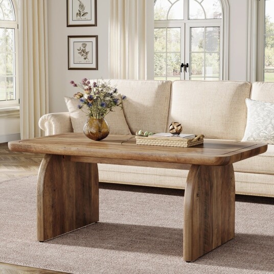 Salongbord 120×60×51 cm / rektangulært sofabord / stuebord med H formet understell – Rustikkbrunt