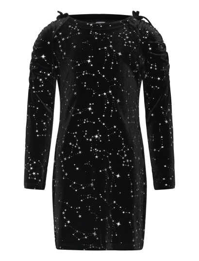Lindex Dress Long Sleeve Velvet Black 170