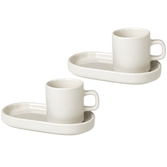 Blomus Pilar espressokopp med fat 2-stk. Moonbeam 1704747-04-0 1704749-01-0