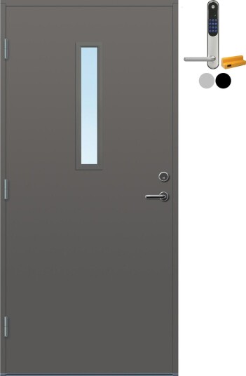Ytterdør Bygg1 Kjeller Klarglass med Yale Entrus BxH 100x210 Venstre, NCS S-6500-N, Grå, Yale Sølv Ytterdør Bygg1 Kjeller Klarglass med Yale Entrus BxH 100x210 Venstre, NCS S-6500-N, Grå, Yale Sølv