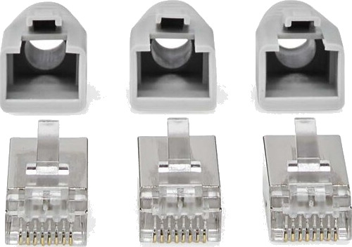 Nedis RJ45-kontakt | RJ45 Pass Through | Solid/Stranded FTP CAT6 | Rett | Gull belagt | 10 stk. | PVC | Grå / Hvit / Sort | Boks