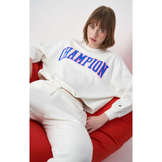 Champion Rochester Crewneck Croptop Sweatshirt Dame White Alyssum M