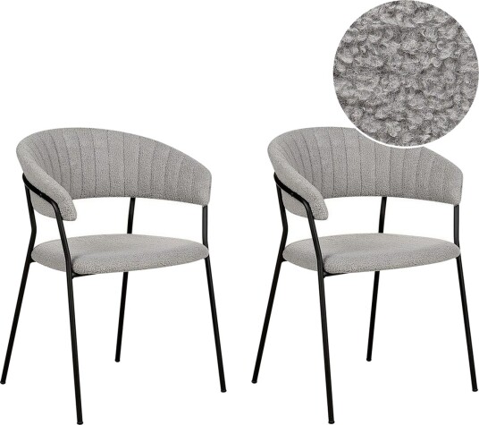Sett med 2 spisestoler Mariposa - Grå, svart/Bouclé
