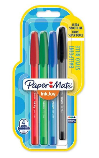 Paper Mate InkJoy 100ST Ballpoint Pens  Medium Point 1.0mm  Rød Grønn Blå & Svart  5 Count