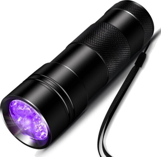 UV-lommelykt med 12 lysdioder 395 nm Svart