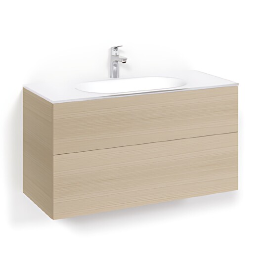 Macro Design Crown Plain/push-open Servantskap 2-skuff - med Glasservant Eik / 100cm Glass Edge Hvit Macro Design Crown Plain/push-open Servantskap 2-skuff - med Glasservant Eik / 100cm Glass Edge Hvit