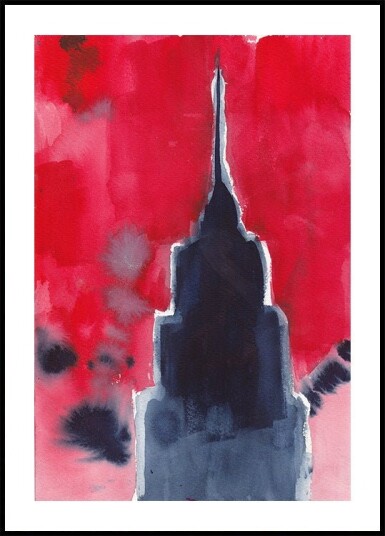 Empire State Building In Red Plakat Plakat / 21x30cm