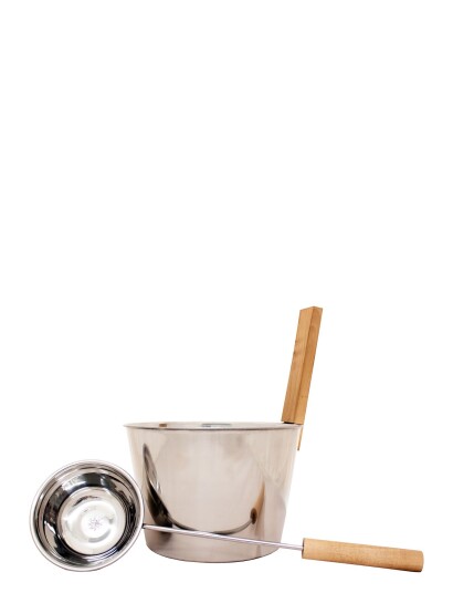 Emendo Sauna Bucket + Ladle Steel Nude One Size