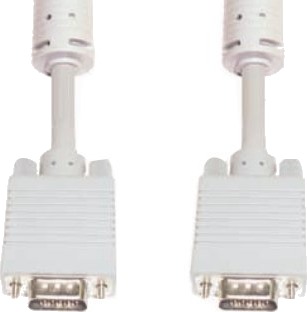 E+P HD15/HD15 Kabel 10m VGA D Sub/VGA D Sub Hvit Hann/Hann