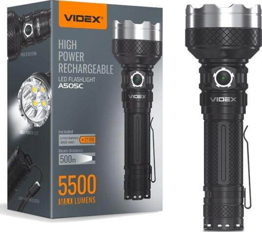 Videx LED bærbar lommelykt - 5000K, lysstyrke 5500lm, forbruk 20W - Kulør : Nøytral Videx LED bærbar lommelykt - 5000K, lysstyrke 5500lm, forbruk 20W - Kulør : Nøytral