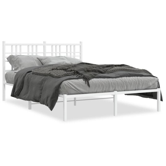 Sengeramme i metall med hodegavl hvit 140x200 cm 8721012373389