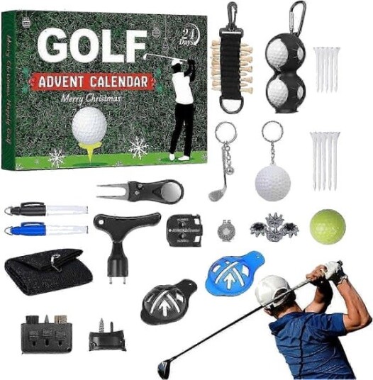 2025 Golf Adventskalender Jule Nedtellingskalender 24 STK Tilbehørssett Golf tema Design2