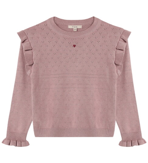 Fliink Genser Strikk Fame O Neck Woodrose Fliink 6 7 år 116 122 Genser Rosa 116 112