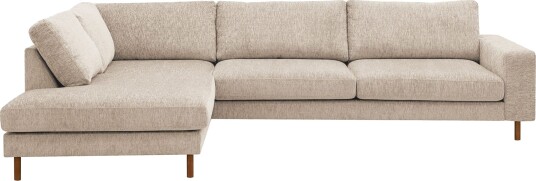 Scandi Dyp 4 seters sofa med sjeselong venstre i chenille Mørkebrun