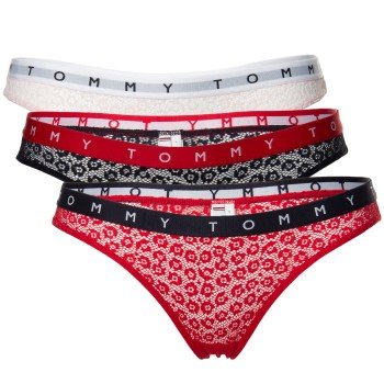 Tommy Hilfiger Truser 3P Logo Lace Bikini rød/Svart polyamid Large Dame