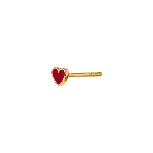 Stine A Jewelry Petit Love Heart Burgundy Enamel Forgylt Sølv Sterling 925
