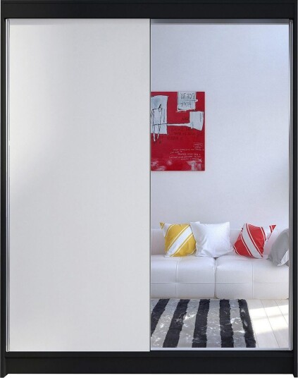 Camino Garderobe 150x58x200 cm LED-belysning - Svart/Hvit