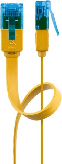 Goobay CAT 6A flat patchkabel U/UTP gul kobberleder CU 2 m
