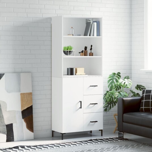 vidaXL Highboard hvit 69,5x34x180 cm konstruert tre 8720845928124
