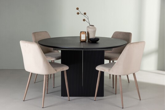 Venture Home Matilda Matgruppe 130 cm Rund med 4 Night Stoler Sort