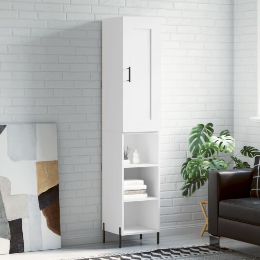 vidaXL Highboard hvit 34,5x34x180 cm konstruert tre 8720845497514