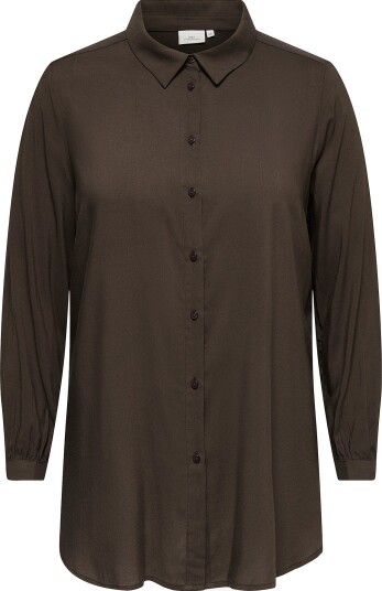 Only Carmakoma Lang skjorte carFreyja L/S Long Shirt Wvn Brun