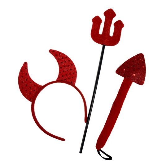 Djevelsett m/ horn djevel spyd og hale