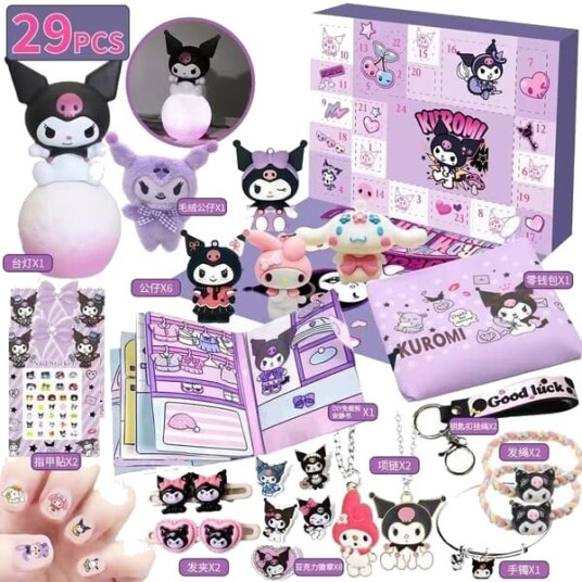 2024 Adventskalender Kuromi My Melody Cinnamoroll Sanrio Leketøystilbehør Jule Nedtellingskalender Barnegaver Kuromi