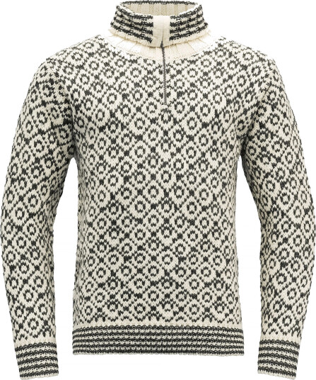 Devold Svalbard Sweater Zip Neck Offwhite/Anthracite L Devold Svalbard Sweater Zip Neck Offwhite/Anthracite L