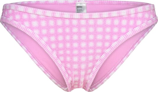 Monki High Cut Seersucker Bikini Bottom   Pink   XXL