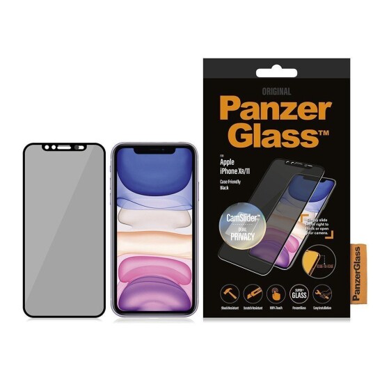PanzerGlass iPhone 11 / XR PanzerGlass Curved Glass Skjermbeskytter - Case Friendly - Privacy + Camslider - Svart