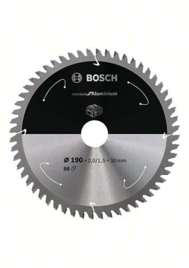Bosch 190mm Standard Sirkelsagblad for Aluminium - 56 Tenner, 30mm Hulldiameter