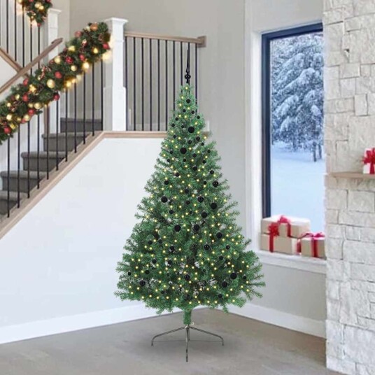  Kunstig Forhåndsopplyst Juletre med 300 LED grønn 240 cm PVC