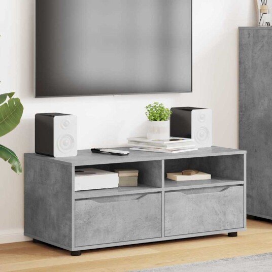 TV skap med skuff Betonggrå 100 x 48 x 43 cm Konstruert tre