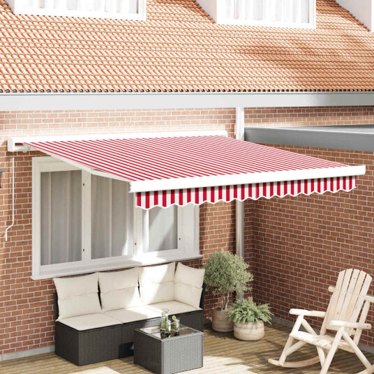vidaXL Innvendbar Markise Rød og Hvit 300 x 250 cm Stoff og Metall