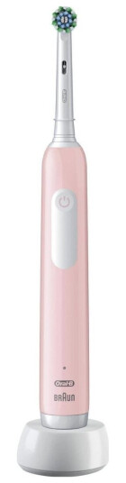 Oral-B Pro 1 Cross Action Elektrisk Tannbørste Rosa med Timer og Ladestativ