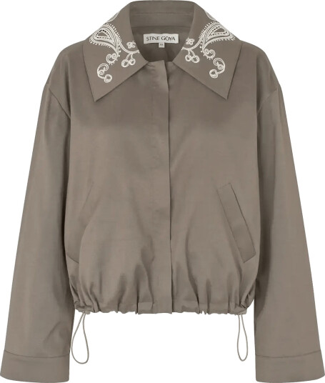 STINE GOYA Embroidered Canvas Blouson Eyelet Bomber Grey L