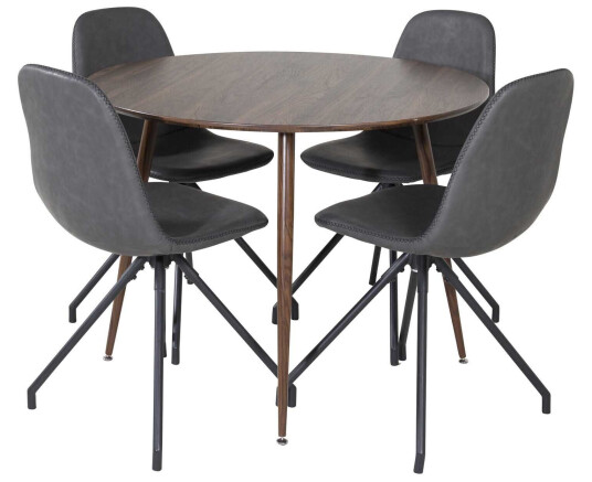 Venture Design Plaza & Polar spisegruppe Brun/svart 4 st stoler & bord 100 cm