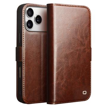 Qialino iPhone 17 Pro Classic Lommebok deksel I Lær Mørkebrun Qialino iPhone 17 Pro Classic Lommebok deksel I Lær Mørkebrun