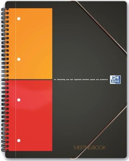 Oxford International Meetingbook A4+   Møtebok   Spiralbundet   240 X 310 Mm   80 Ark / 160 Sider   Hvitt Papir   Rutet   4 Hull   Grått Dekke   Polypropylen Pp