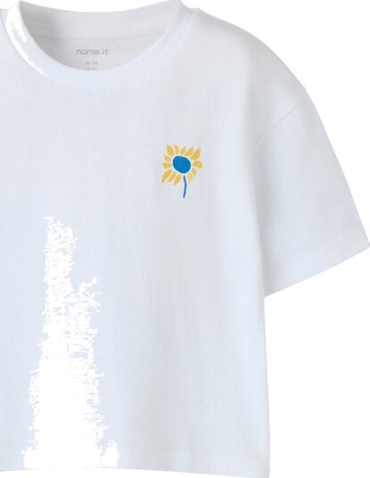 Name It T skjorte NmfHelga Bright White/Flower Name It 2 år (92) T skjorte Blå Gul Hvit
