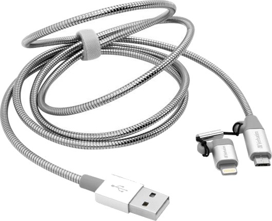 Verbatim Sync & Charge   Lightning KabeLightning Micro Usb Type B Hann Til Usb Hann   1 M   Sølv