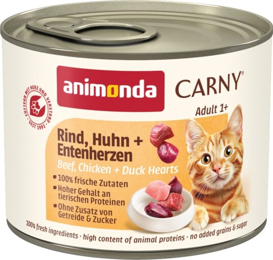 Animonda Carny Våtfôr Adult Sparepakke Carny & Andehjerter Kylling Okse 24 X 200 G