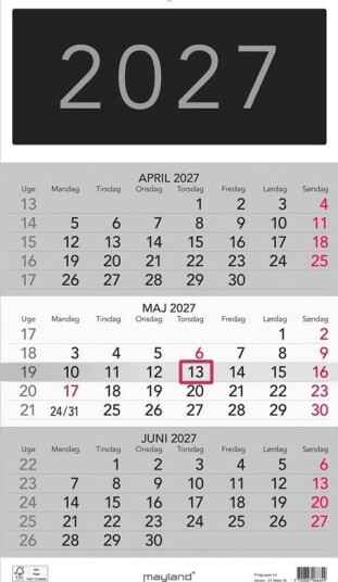 Mayland Vgkalender Triplanner 2027