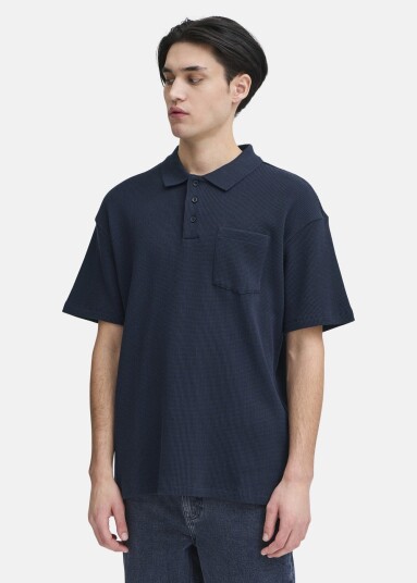 Casual Friday Cfcameron 0210 Waffle Polo Dark Navy 2xl Kortarmede Skjorter